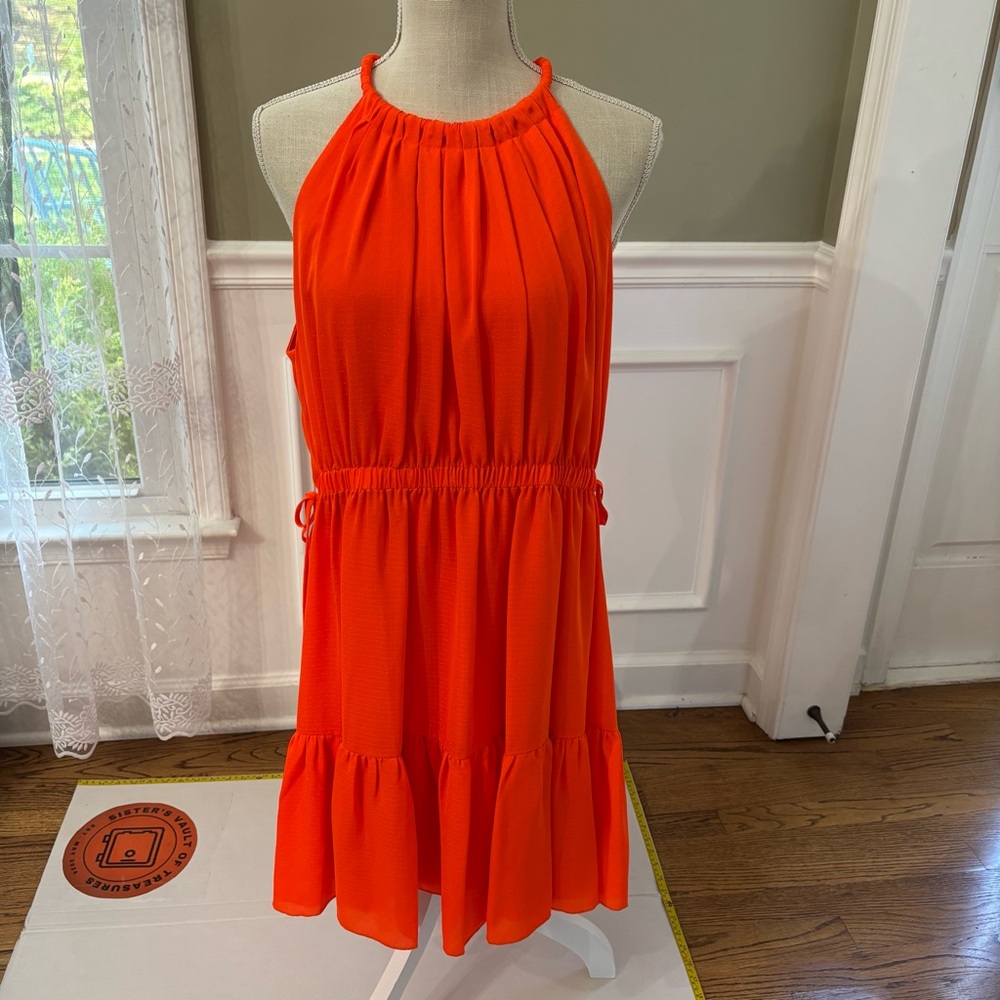 Alex Marie
"Posey" sleeveless halter neck dobby dress orange‎ sz 14 new with tag